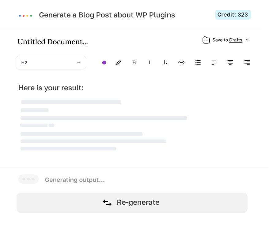 Generar, exportar, editar.
